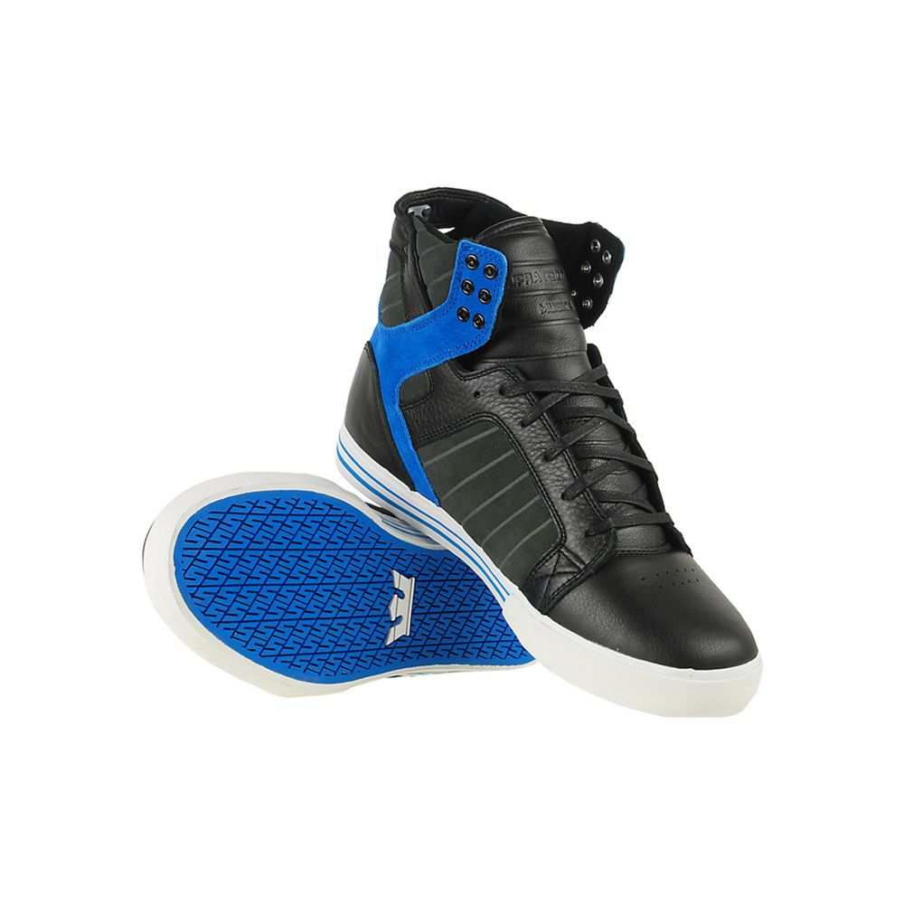 Baskets Montantes Supra SkyTop Noir Bleu Black/Grey/Blue Homme | DTH-44323523